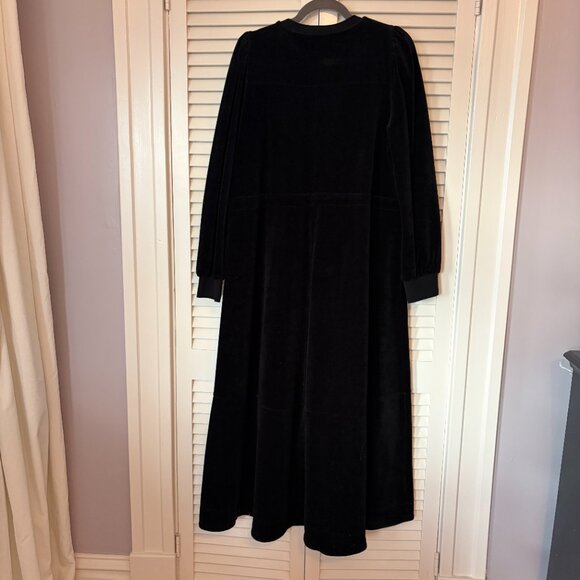 ME + EM drawstring-waist velvet midi dress black 12 - Picture 8 of 11